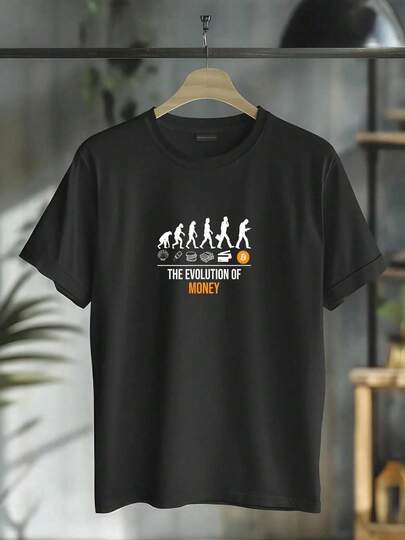 Camiseta 100% algodón "La evolución del dinero Bitcoin" para mujeres y hombres, cómoda y de corte relajado, perfecta para el verano