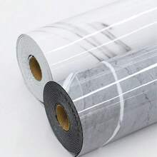 1 Roll Of 1.3 Mm Glossy Marble Self-Adhesive Vinyl Flooring Tiles 40 Cm X 3 M, Vinyl Flooring Tiles, Linoleum Vinyl Planks Flooring, Waterproof And Abrasion-Resistant For DIY Installation In Rooms, Offices, Kitchens (Marble, Black) - Multicolor - View 3