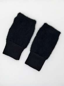 Guantes de medio dedo cálidos, guantes de punto suaves y minimalistas a prueba de frío, cómodos, guantes de medio dedo para oficina, otoño/invierno