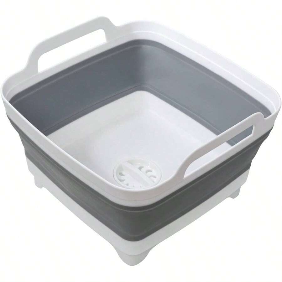2 Pack Dishpan Washing Dishes, 2.4Gal9L Wash Basin With Draining Carry Handles, Collapsible Bucket Cleaning, Portable Sink, Foldable Plastic Tub - Xám + 1 x 9L - Xem 1