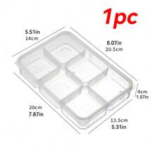 1/5pcs Food Prep Storage Container - 6 Compartment Reusable Bento Lunch Box, Suitable For Home, School, Work And Travel, Food Container, Snack Container, Adult Portion Control Bento Box, Fruit Serving Tray