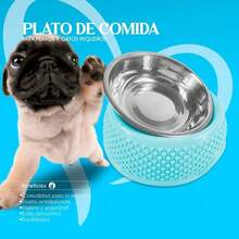 2 Platos para Perro o Gato de Acero Inoxidable Set de 2 Piezas de Cuencos para Mascotas Apilables y Antideslizantes Fáciles de Lavar para Gatos Perros pequeños y Cachorros Azul - Azul - Ver 3