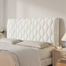 1件几何图案绗缝软垫床头板套，纯色加厚绒面全包式床头板套，弹性背衬，倚靠舒适，简约优雅，质地柔软顺滑，经久耐用，防缩水，防碰撞，适用于各种床头板形状，可拆卸机洗