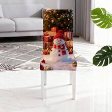 1 Pieza/4/6/8/36 Funda de silla moderna y minimalista para Navidad, a prueba de polvo, extraíble, lavable, resistente a las manchas, impermeable, elástica, con diseños de árbol de Navidad, muñeco de nieve, casa nevada, caja de regalo, reno, bastón de caramelo, campana, corona. El juego de mesa y silla estacional de 17.7 x 23.6 pulgadas se puede usar para decoración, decoración de banquetes, decoración del hogar, decoración navideña y suministros para fiestas - Multicolor - Ver 9