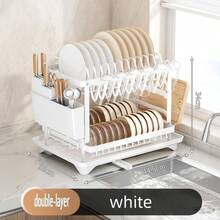 2-Tier Dish Drying Rack, Kitchen Dish Organizer With Chopstick And Cutting Board Holder - Multicolor - View 2