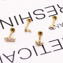 2~4PCS 16G 316L Pushin Lip Rings Butterfly And Bee Nose Stud Rings Top Push In Threadless Surgical Steel Flat Back Nose Rings Studs For Womens{"Color_name":"Gold-B"} - Gold-b - View 4