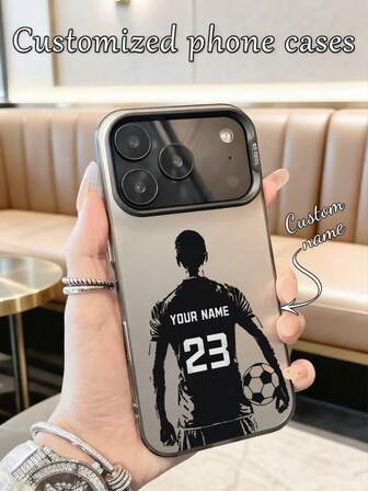 1pc Customizable Phone Case With Personal Name, Football Graphic, Compatible With Samsung S24 Ultra/S25 Ultra And 17 Pro Max/16 Pro/15/14 Plus/13 Pro/12 Pro Max/11/7P/XS/XR, Hard PC Material, Scratch-Resistant, Fingerprint-Proof, Suitable As Personal, Partner, Family, Friend, Couple, Sibling, Birthday, Anniversary Gift,Season Picks,2025phonecase