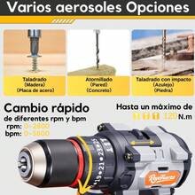 Taladro Rotomartillo Sin Carbón 2 Baterías 3000mah - Naranja - Ver 4