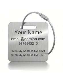 Customizable Stainless Steel Luggage Tag - Lightweight Metal, Unique Design - Perfect For Travel And Personalization,Colorful,Cute,Adorable,Contracted,Funny,Kawaii,Y2K,Minimalist,Commuting,Business Casual,Basics,Custom,Personalized,Unique,Customized,Ideal Gifts For Him,Ideal Gifts For Her,Her,Boyfriend,Girlfriend,Family,Friends,For Anniversaries,For Birthdays,For Holiday/ Vacation,For Outdoors/Outings/Travel/Hiking/Stadium/Sports/Climbing,For Business/Commute/Work/Office,Mother's Day Gifts Women - Multicolor - View 16