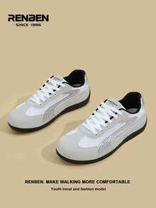 RENBEN 1 Pair Men's Lace-Up Mesh Casual Sneakers, Breathable Low-Top Outdoor Sports Shoes For Summer, Suitable For Traveling, Commuting, Hiking, Dating, 2025 Popular Men's Shoes