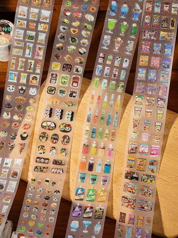 شريط واشي مزخرف بالبريق لتزيين الألبومات والمذكرات، سلسلة شريط الطعام المزخرف بالبريق، شريط تزيين ألبوم يدوي، مواد DIY، ملصقات، قرطاسية، لوازم مدرسية، استعداد للفصل الدراسي الجديد