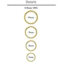 20G 18G 16G 14G 12G 10G Surgical Steel Hinged Clicker Segment Nose Rings Hoop Lip Rings Helix Cartilage Daith Tragus Sleeper Earrings Body Piercing For Women Men 6mm 8mm 10mm 12mm 14mm 16mm{Inchcolor_nameinch:InchGold-20G(0.8mm)-InnerDiameter:7mm8mm9mm10mminch} - 金色-20G(0.8mm)-內徑:7mm8mm9mm10mm - 查看 3