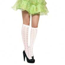 Benefeet Sox Lace Knee High Socks Women Girls Patterned Mesh Fishnet Knee High Stockings Hollow Calf Lolita Sock{"Color_name":"White-Heart"} - 白心 - 查看 5