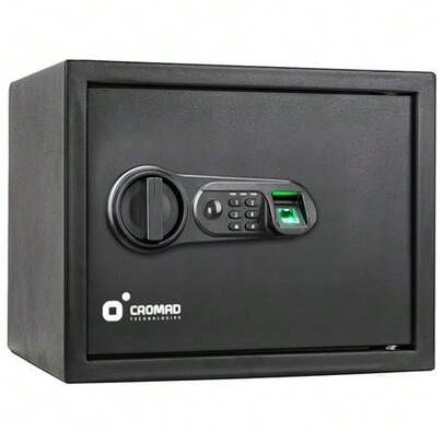Cofre eletrônico Cromad - alta segurança - 4 a 8 dígitos - impressão digital - dobradiças ocultas - inclui chave de emergência - 300x380x300mm