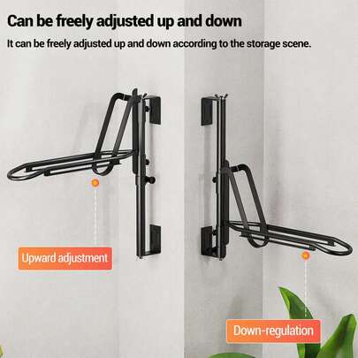 Portabicicletas de pared, portabicicletas de altura regulable, resistente, plegable, de acero, para bicicletas de carreras, para uso en interiores, garajes, cobertizos, fácil de cargar y descargar, ahorra espacio.