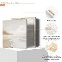 1 pictură modernă pe perete, superb Art Deco bej, imprimare abstractă pe pânză - design Wabi-Sabi cu valuri, imprimare abstractă cu peisaj de pe țărmul mării, pictură murală pentru intrarea pe hol - artă murală cu scenă de plajă, înrămată sau neînrămată, decor cameră, Ecor, decor modern pentru apartamente din căminul universitar, cadouri pentru decorarea pereților în hotel, casă, living, dormitor, baie și birou