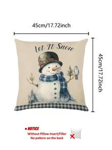 1pc Christmas Snowman Pattern Table Runner, Linen-Like Christmas Table Runner, 1pc Table Runner, 4pcs Placemats, 1pc Cushion Cover, 3 Products Available, Seasonal Home Decor Indoor/Outdoor Party Supplies, Winter Home Decor, Christmas Decoration, Christmas Room Decor, Christmas Party Decoration - Multicolor - View 7