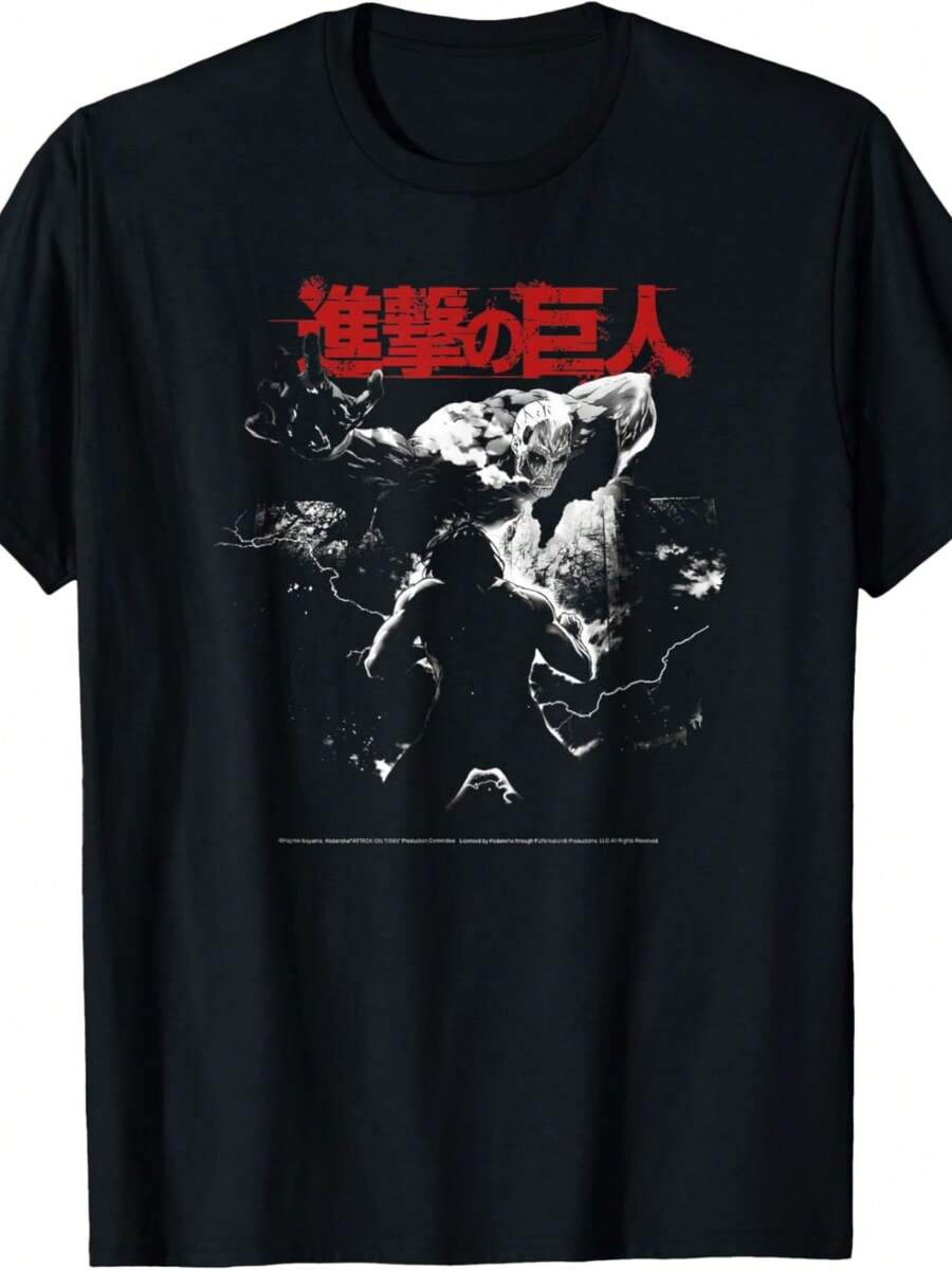 Season 2 Black And White Key Art AOT Anime T-Shirt - màu đen - Xem 1