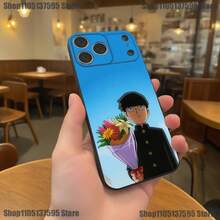 M-Mob Psycho 100 Anime Phone Case Cover Compatible With  17,16,15,14,13,12,11,Pro,XS,Max,XR,Plus,E,SE4,Mini Black Soft Cover, Cover Compatible With  17 Case,  17 Pro Case,  17 Pro Max Case - Z2 - Visualizzare 5