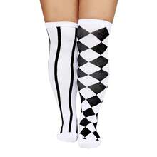 Zando Plus Size Thigh High Socks For Thick Thighs Women Striped Thigh High Stockings Over The Knee Socks Leg Warmers{"Size_name":"OneSize","Color_name":"StripedDiamond"} - 條紋鑽石 - 查看 1