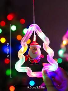 Luces de cortina LED de Navidad con decoraciones de Papá Noel, muñeco de nieve y alce - Control remoto USB regulable con 8 modos, luces amarillas cálidas de estrella falsa para dormitorio, fiesta, boda, cobertura de 15m² - Multicolor - Ver 6