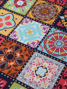 1pc Geometric Pattern Printed Elastic Sofa Cover For All Seasons, Suitable For Living Room Sofa Protection, Home Decoration