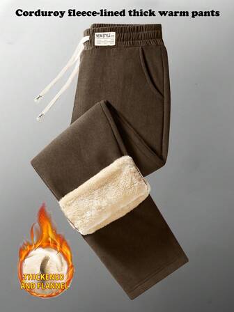 Women'S Thermal Lined Straight Leg Sweatpants, Warm And Comfortable Casual Pants For Winter Tights