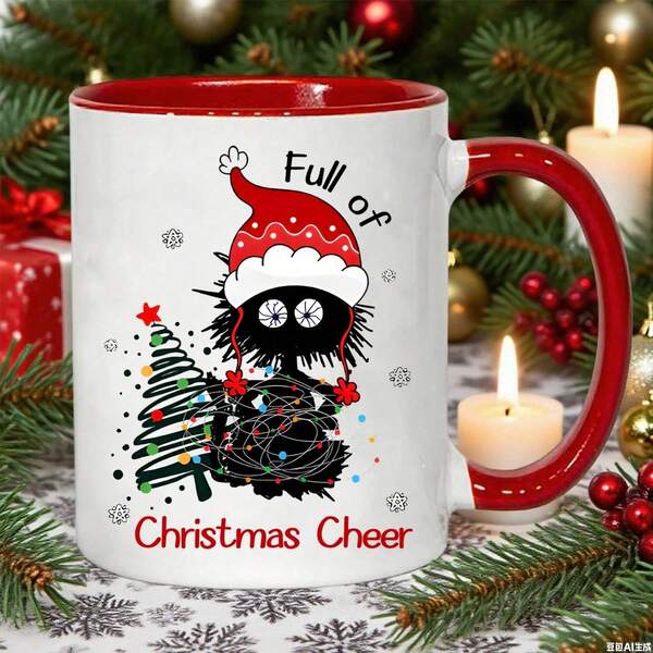 1 pièce Tasse de Noël de 325 ml, Tasse de Noël mignonne, Tasse de chats de Noël pleine de joie de Noël, Cadeau pour amateurs de chats, Cadeau pour maman de chats, Cadeau de Noël, Tasse de fêtes, Tasse de Noël, Tasse commémorative, Tasse d'hiver, Tasse à café Décoration de Noël