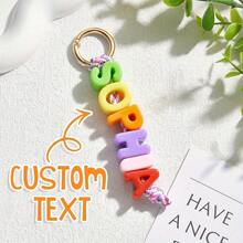 Llavero personalizado con cuentas con letra - Llavero personalizado con cuentas de acrílico de colores, llavero de cuerda trenzada adecuado para bolsos y llaves, llavero personalizado con cuentas con letra - Llavero personalizado con cuentas de acrílico de colores, decoración de bolso y accesorios de llavero de cuerda trenzada, llavero personalizado con cuentas con letra DIY - Llavero personalizado con cuentas de acrílico de colores, llavero de cuerda trenzada, regalo para familiares y amigos - multicolor - Ver 11