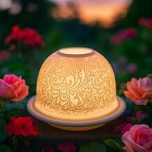 1个陶瓷烛台（不含蜡烛） - 灯罩和底座组合，3D蝴蝶图案设计，现代简约风格，适合作为情人节、新年礼物，以及客厅、餐桌的家居装饰。