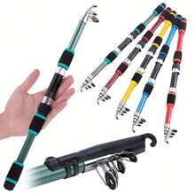 1pc 70.87 Inch Super Hard Fiberglass Fishing Rod - Portable Quick Retract Hollow Rod, Red/Red, Suitable For Outdoor Fishing And Hunting, Fishing Gear | Modern Fishing Rod | Durable Structure, Fishing Rod - Multicolor - View 3