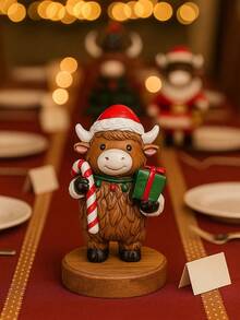 1/3 pezzi Decorazione da tavolo natalizia in resina a forma di mucca delle Highlands, decorazioni per tavolo/festa