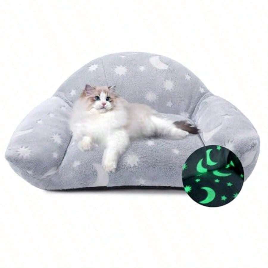 MABOZOO Sofa cama de gato que brilla en la oscuridad sofa mullido para mascotas para gatos de interior sofa mullido para mascotas sofa para cachorros para perros medianos y pequeños gatos 24 x - como en la foto - Ver 1