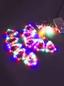 Luces de cortina LED de Navidad con decoraciones de Papá Noel, muñeco de nieve y alce - Control remoto USB regulable con 8 modos, luces amarillas cálidas de estrella falsa para dormitorio, fiesta, boda, cobertura de 15m² - Multicolor - Ver 5