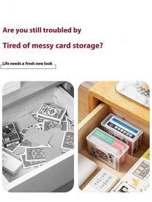 1pc Transparent Playing Card Storage Box, Can Hold 2 Decks Of Cards (Cards Not Included) - Multicolor - View 2