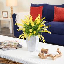 1 Bunch 7 Stems Artificial Yellow Mimosa Sensitive Plant, Fake Flowers For Home And Party Decoration - Yellow - View 9