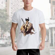 Camiseta Gráfica de Estilo Cazadora Fantástica - 220g Algodón, Transpirable y Cómoda, Color Negro y Blanco, Estampado Retro Fantástico, Uso Diario, Casual y Reuniones, Unisex para Hombres y Mujeres, Camiseta Unisex 220g, Camiseta Gráfica Casual - Blanco - Ver 3