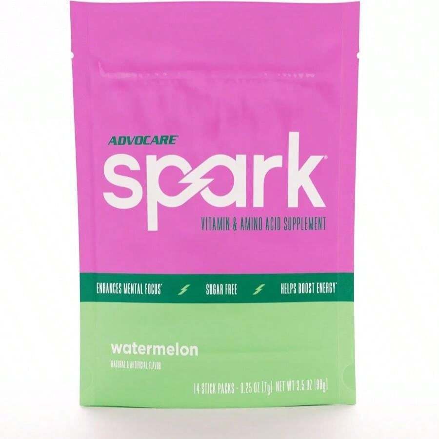 AdvoCare Spark Vitamin &Amp; Amino Acid Supplement - Focus &Amp; Energy Drink Powder Mix With Vitamin A, B-6, C &Amp; E - Also Includes L-Carnitine &Amp; L-Tyrosine - Fruit Punch, 14 Stick Packs - Flavor Name15 - 查看 1
