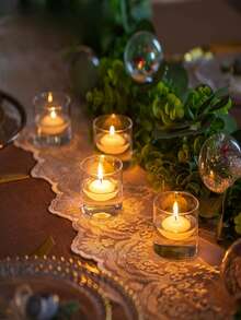 48-Pack Transparent Glass Round Candle Holders, Small Modern Tea Light Candle Stands For Floating Candles & Altar, Romantic Polished Finish, Suitable For Christmas, Halloween, Easter, Thanksgiving, Valentine's Day, Home & Kitchen Decor, Windproof Tabletop Candle Holders - Transparent - View 1