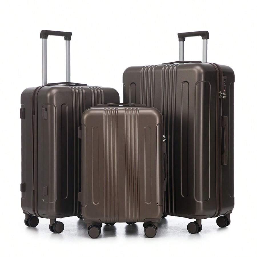 YOGLAD 3 Piece Luggage Set With TSA Lock, Lightweight Hardside Suitcase With Spinner Wheels, ABS Carry On Luggage With Telescopic Handle, Waterproof Durable Hard Shell Travel Suitcases For Women Men, Expandable Rolling Luggage Set, Checked Luggage For Family Trip Business Travel (20"/24"/28") - màu nâu - Xem 1
