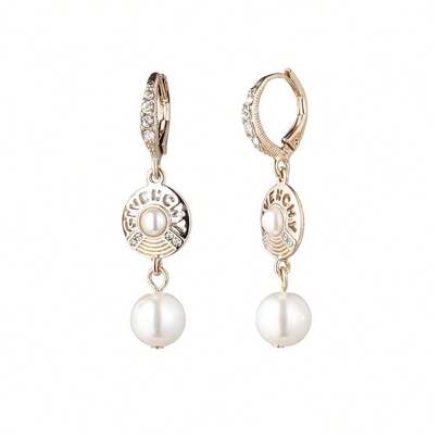  Givenchy Logo Imprint Pearl-Effect Women Earrings