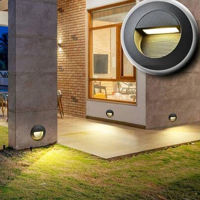 1pc LED Waterproof Ground Recessed Light, Round Stair Light, Embedded Box + Waterproof Design + LED Light Source, Corridor/Stair Step Lighting + Wall Corner Ambient Lighting, Suitable For Outdoor Wall, Staircase, Indoor Corridor And Other Scenarios