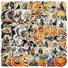 100pcs Retro Halloween Stickers For LaptopHorrible Nordic Style Pumpkin Ghost Theme Sticker Gothic Style Skull Witchy Vinyl Waterproof Holiday Party Stickers Nordic Terrifying Adult Party Hb - 血紅素 - 查看 5