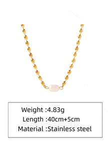 1Pc A Light Luxury Vintage Style 18K Gold Plated Stainless Steel Bead Necklace Adorned With White Pearls Is Suitable For Ladies To Wear At Dinner Parties Or Weddings. - Vàng - Xem 4