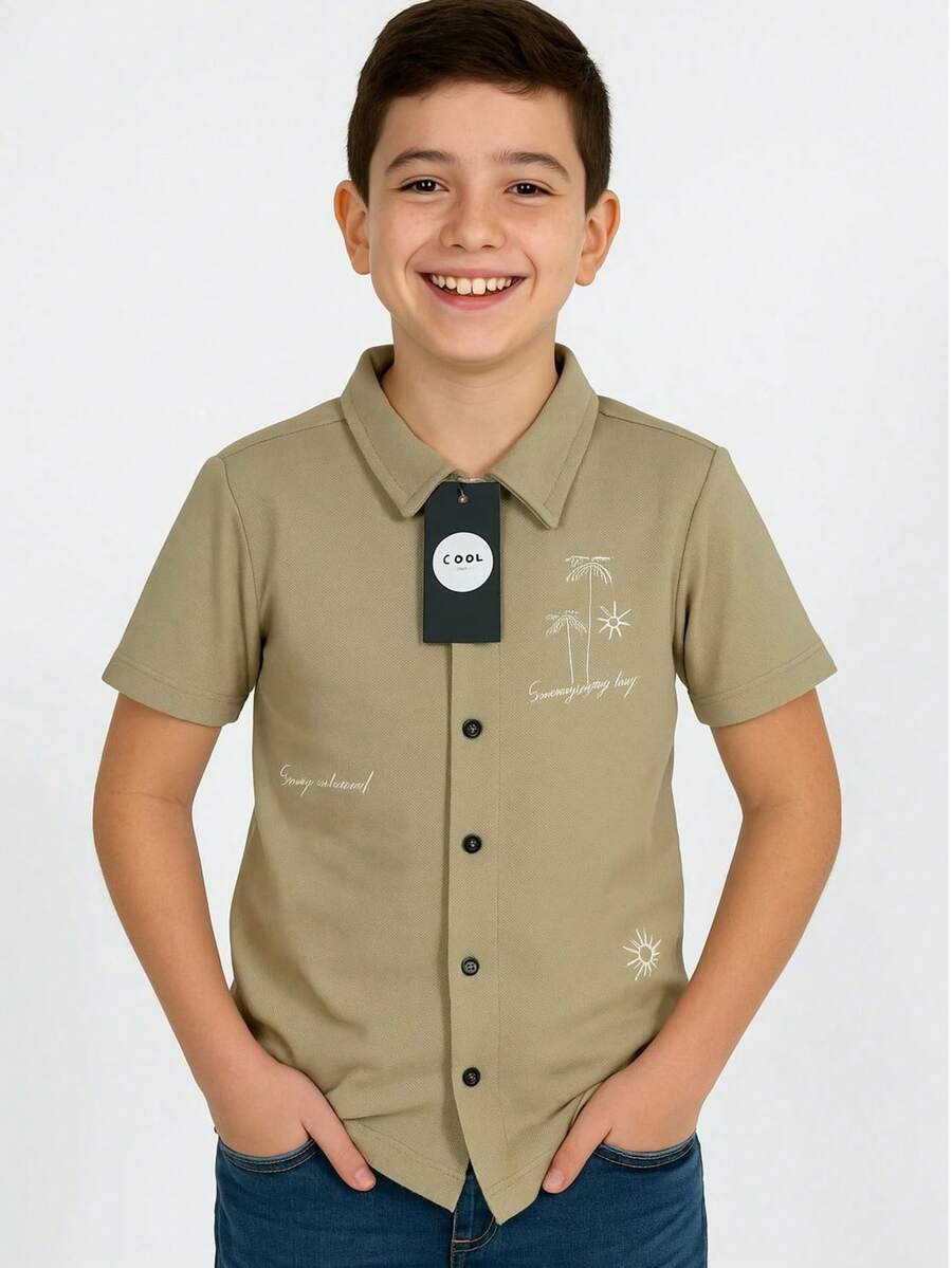 Young Boys Shirts - Beige - View 1