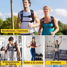 6/10/20LB Chaleco de Peso, Chaleco con Peso para Ejercicio, chaleco peso entrenamiento, Diseño con bandas reflectantes y correas ajustables para los hombros - Negro - Ver 8