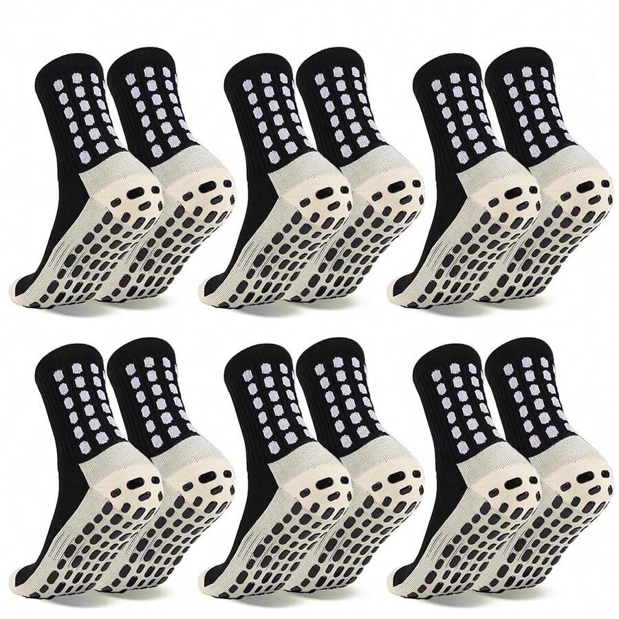 6 Pairs Grip Soccer Socks Colorful Non Slip Sports Football Basketball Hospital Yoga Socks For Men Women{"Size_name":"OneSize","Color_name":"6pairs-Black-1"} - 6對-黑色-1 - 查看 1