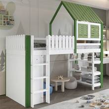 Kids Bed Frames, Headboards & Footboards - White+Green - View 3