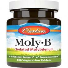 Carlson - Moly-B, Molibdeno quelado, Apoyo al metabolismo, Activación de enzimas, 100 tabletas vegetarianas - Nombre del saborA - Ver 1