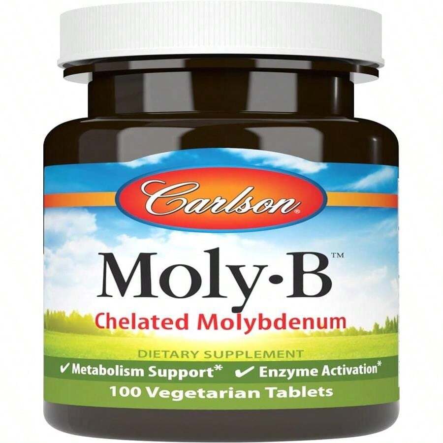 Carlson - Moly-B, Molibdeno quelado, Apoyo al metabolismo, Activación de enzimas, 100 tabletas vegetarianas - Nombre del saborA - Ver 1